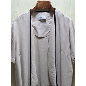 Michael Blake Blouse Womens 22WP Beige Kimono Open Front Short Sleeve‎ Top